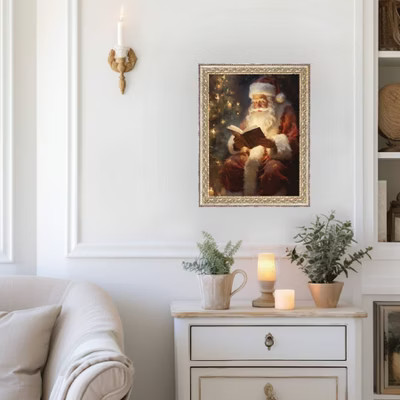 Petal Lane Classic Santa Fancy Gold Framed Art | Target