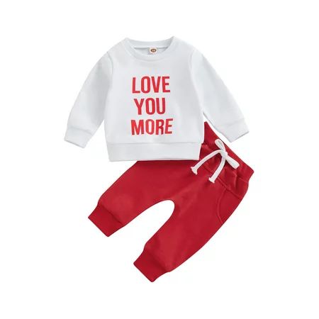 Vigorbear Newborn Toddler Baby Boy Valentines Day Clothes Crewneck Letter Sweatshirt Top Long Pants  | Walmart (US)