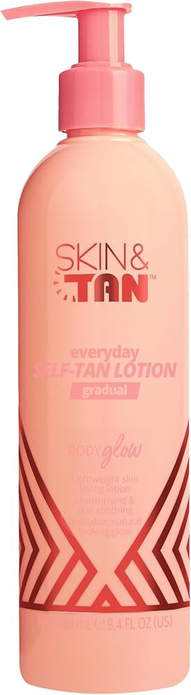 SKIN & TAN Body Glow Gradual Self Tan Lotion - 280ml Daily Buildable Tanner, Lightweight Moisturi... | Amazon (UK)
