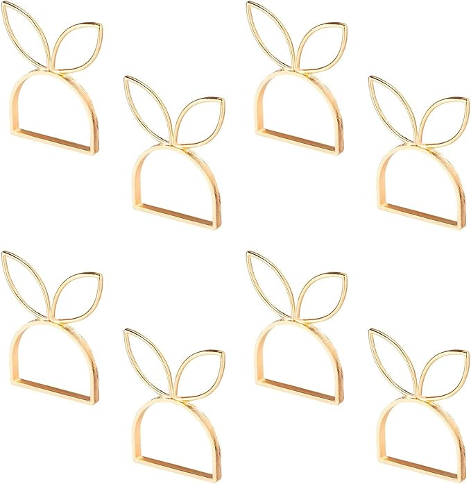 8pcs Easter Bunny Napkin Rings, Gold Rabbit Cloth Napkin Holder Metal Serviette Rings Dinner Tabl... | Amazon (US)