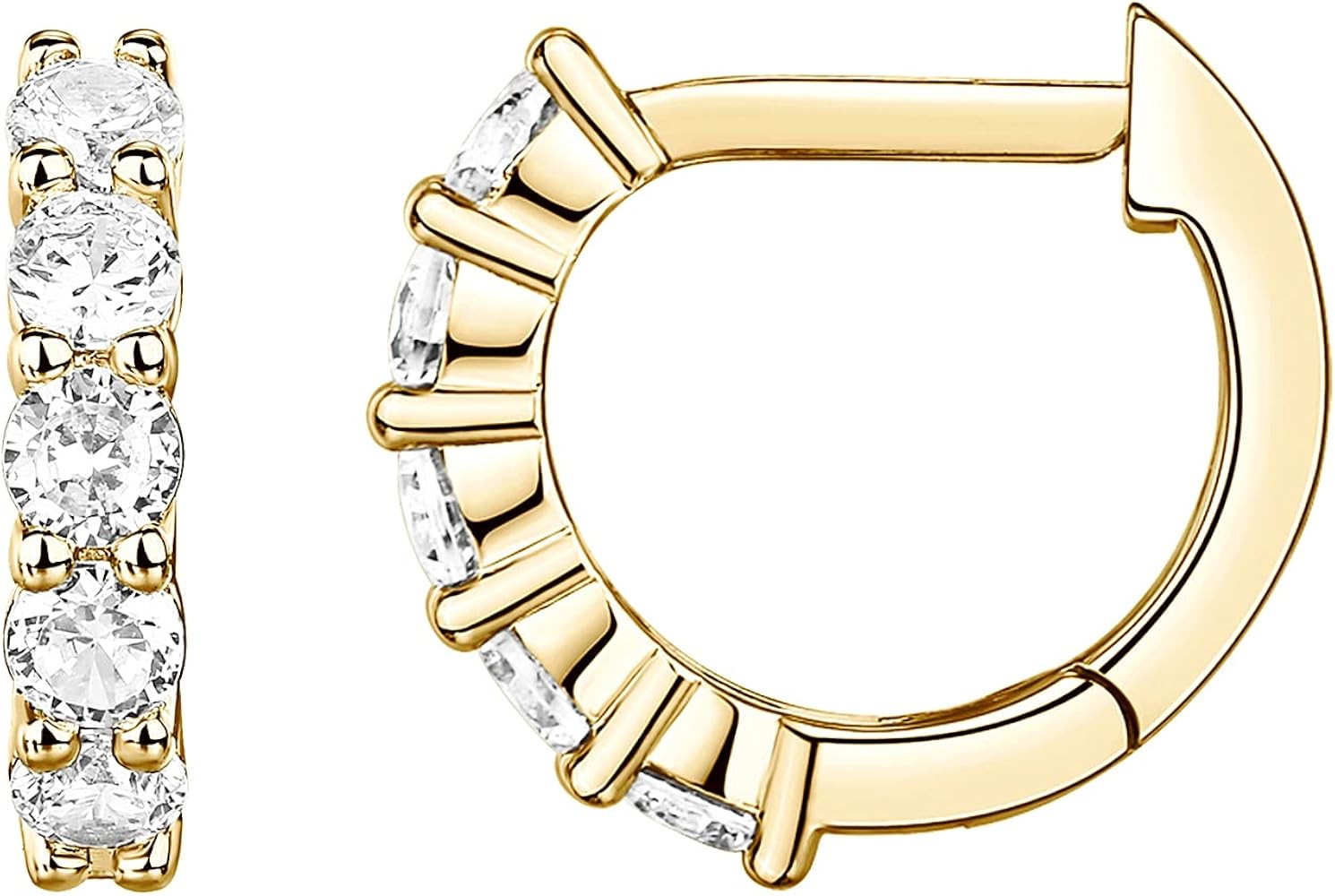 PAVOI 14K Gold Plated Sterling Silver Post 2.5mm Wide Cubic Zirconia Cuff Earrings Huggie Stud | Amazon (US)