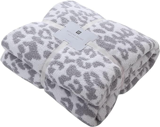 Ultra Soft Micro Plush White Grey Leopard Blanket (51x63 inches) MH MYLUNE HOME Warm Reversible C... | Amazon (US)