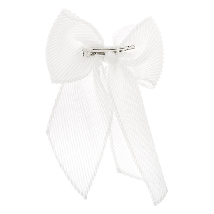 Pleated Chiffon Hair Bow Clip - White | Claire's (US)