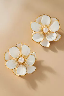 The Pink Reef Handpainted Flower Earrings | Anthropologie (US)