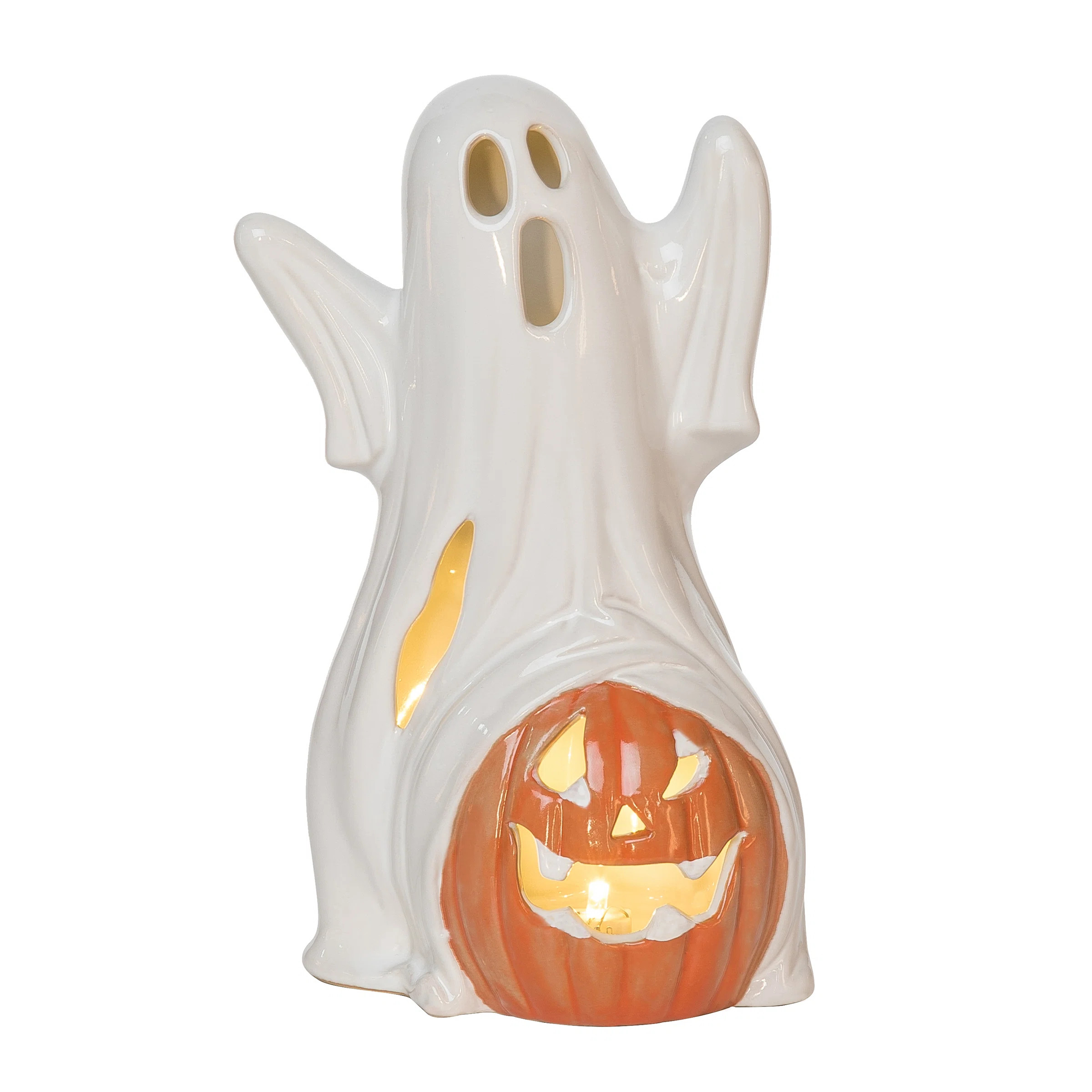 The Holiday Aisle® Ghost with Jack-O-Lantern Figurine | Wayfair | Wayfair North America