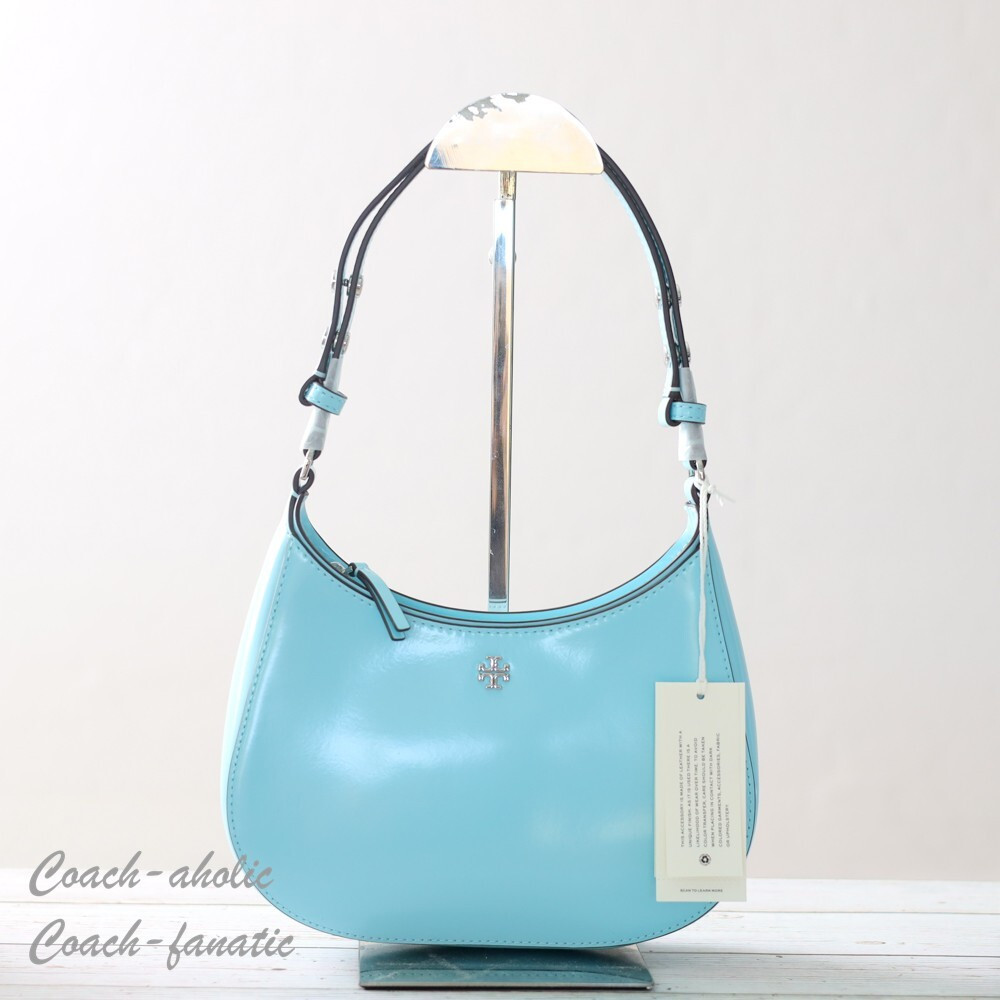 NWT Tory Burch Emerson Patent Leather Shoulder Bag in Light Celeste | eBay US