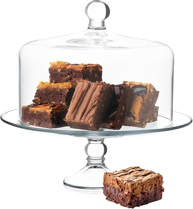 Libbey Selene Glass Cake Stand with Dome Lid, Elegant Curved Footed, Covered Cake Stand, Versatil... | Amazon (US)
