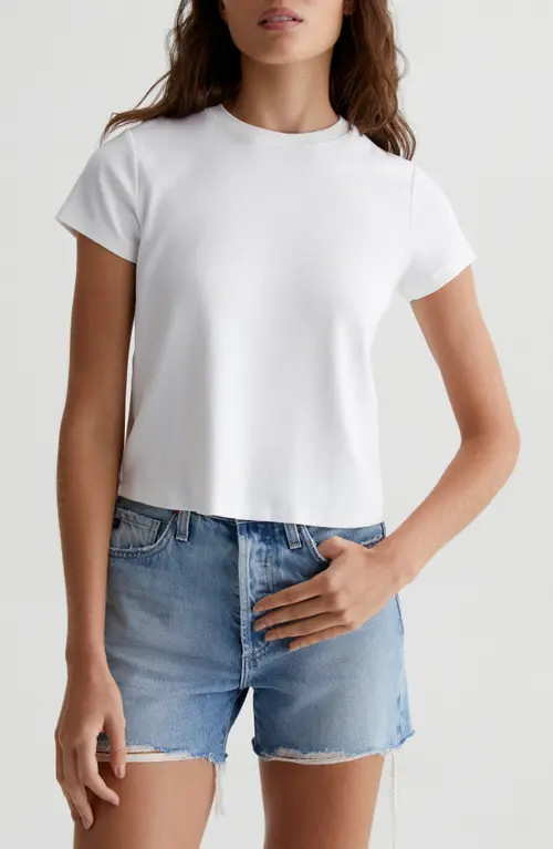 AG Sadie Crop T-Shirt in Powder at Nordstrom, Size Medium | Nordstrom