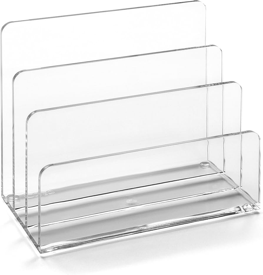 Osco Clear Acrylic Letter Holder, 3-Slot Document Organiser & Mail Sorter for Desk, Envelopes & P... | Amazon (UK)