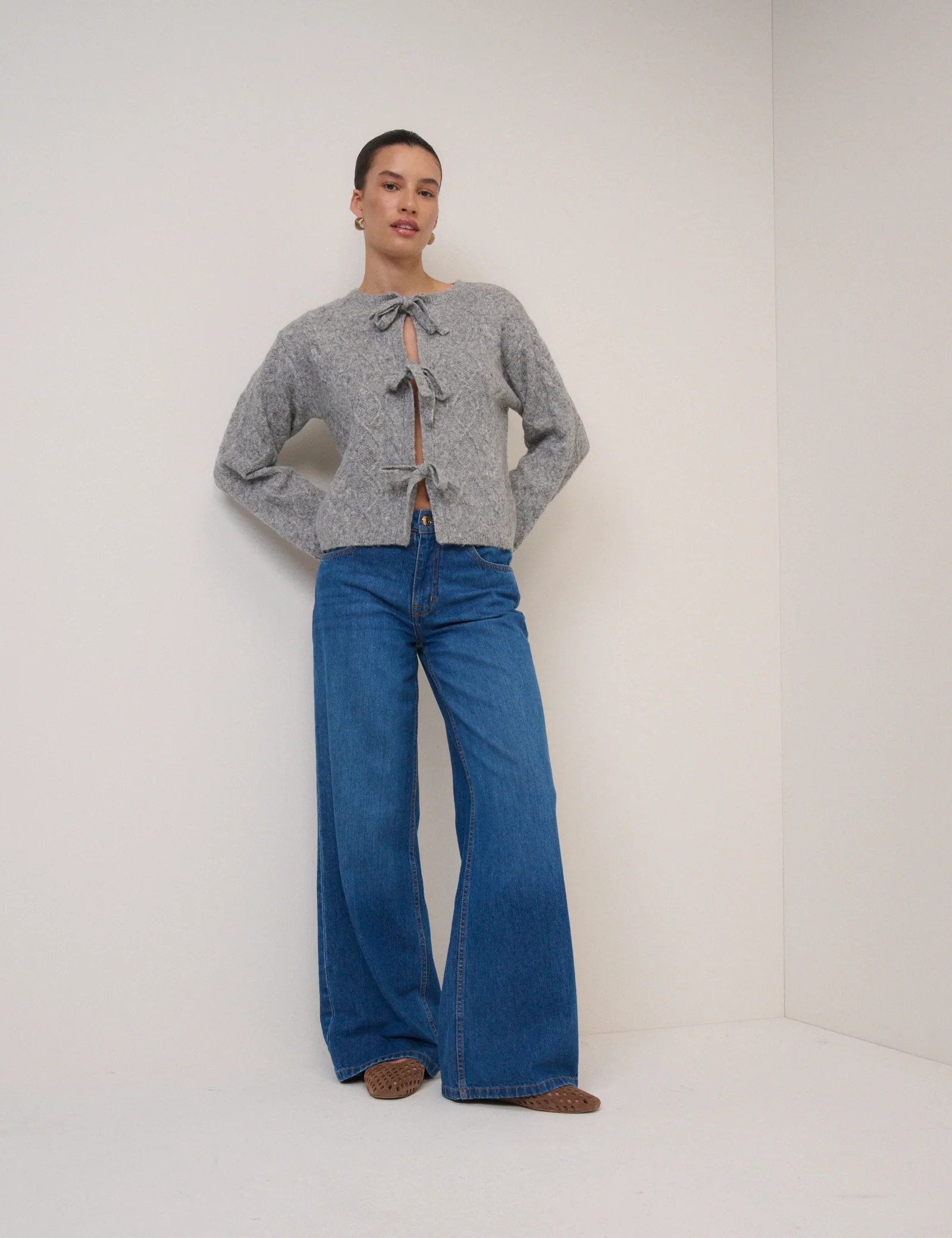 Blue Mid Rise Carnaby Wide Leg Jeans | Nobody's Child