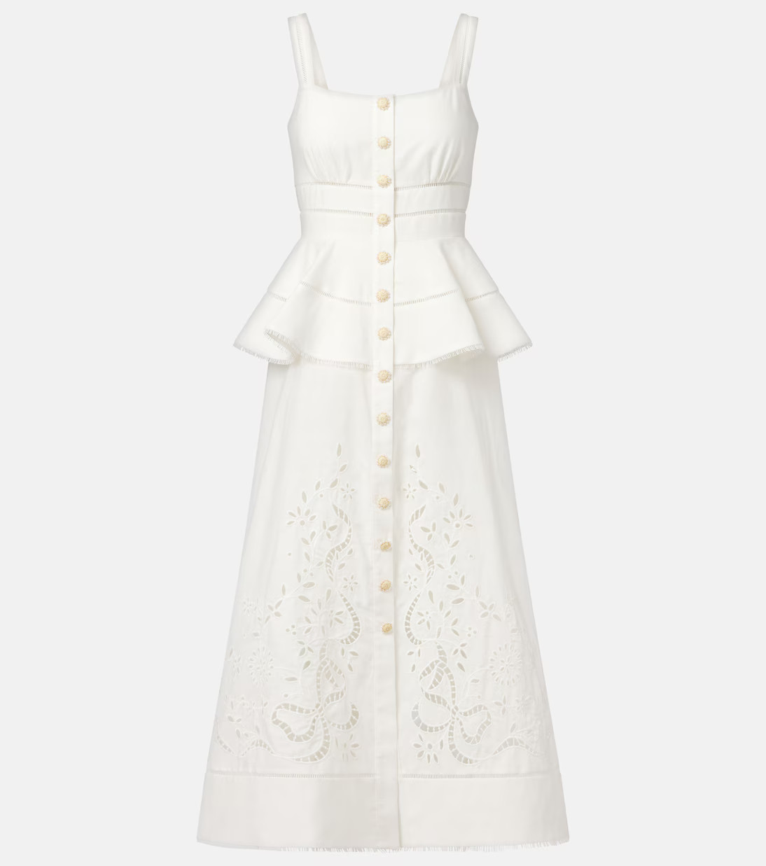 Peplum linen and cotton midi dress | Mytheresa (US/CA)