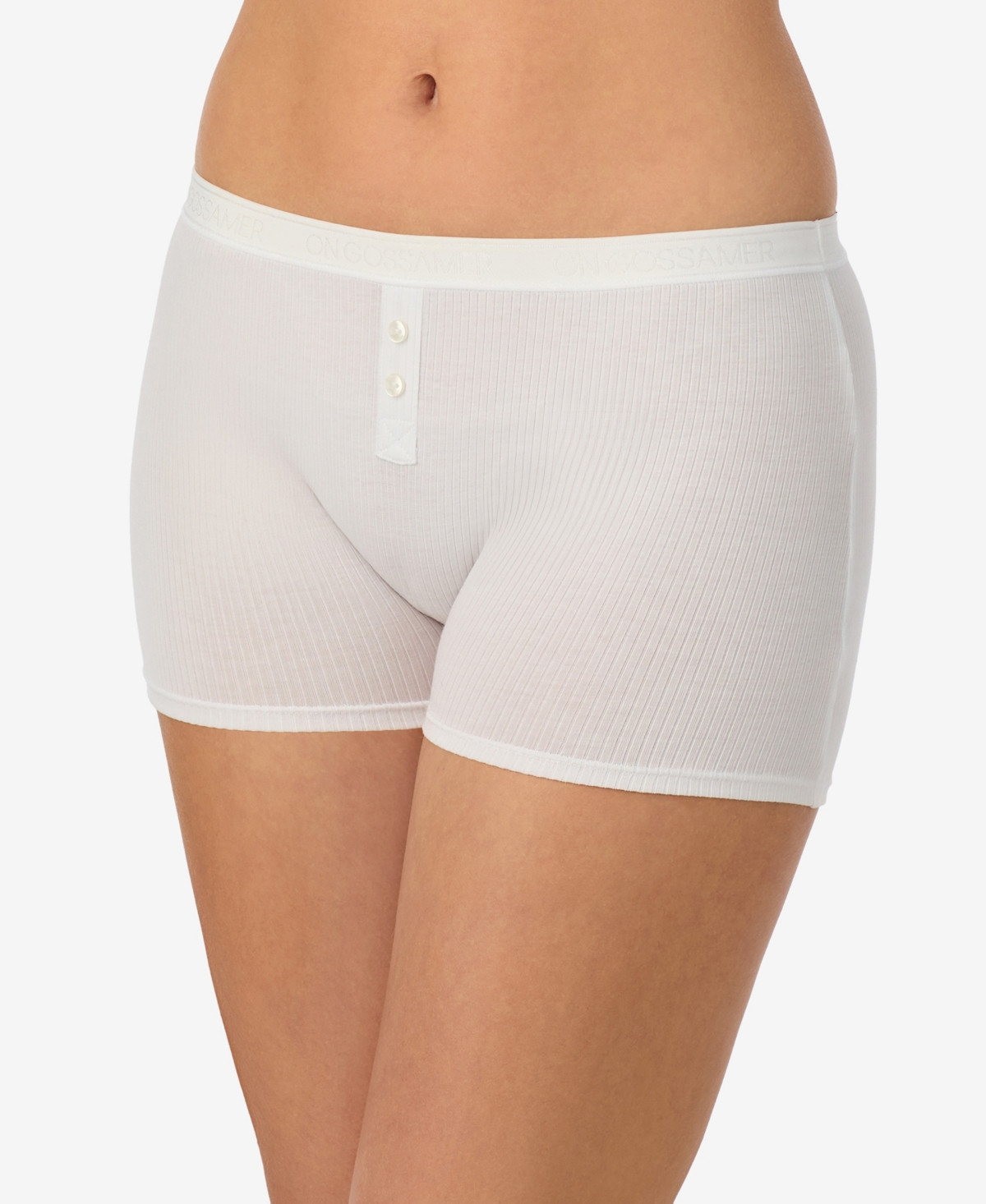 On Gossamer Women's Cabana Cotton Rib Solid Boxer Shorts - White | Macy's