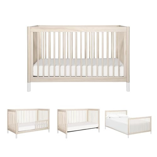 Babyletto Gelato 4-in-1 Convertible Baby Crib with Wooden Toddler Bed, Daybed & Full-Size Bed Conversion - GREENGUARD Gold Certified - 4 Adjustable Mattress Heights - Washed Natural & White | Amazon (US)