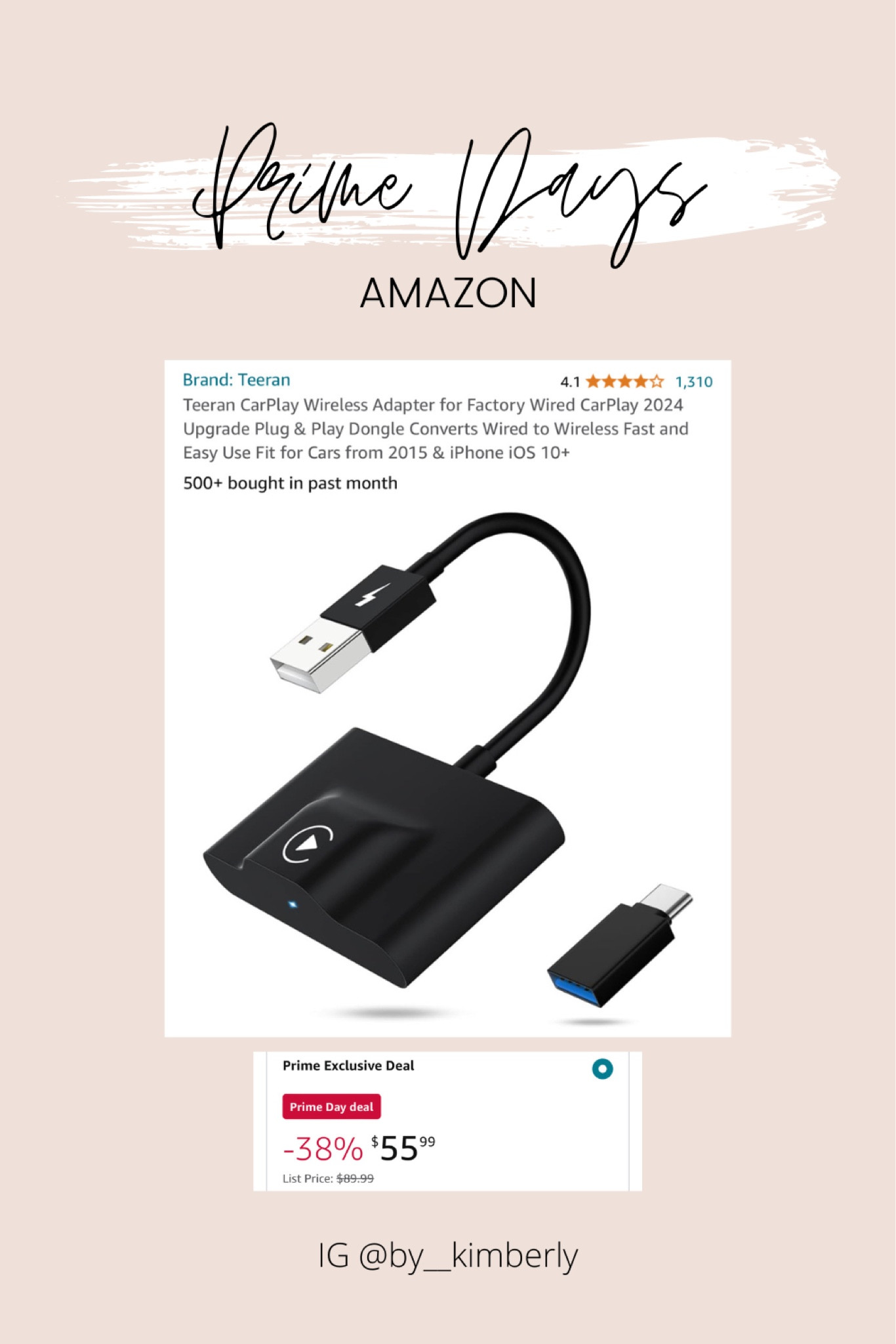 AMAZON PRIME DAY - wireless Apple CarPlay adapter! 

#LTKfindsunder50 #LTKsalealert #LTKtravel