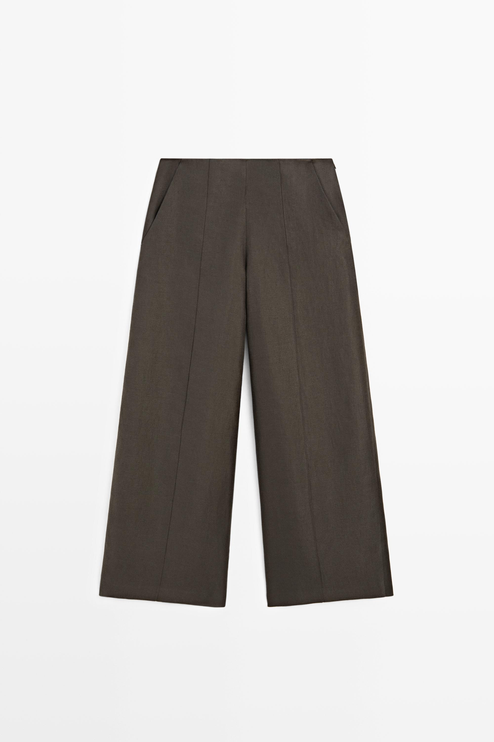 100% linen flowing pants | Massimo Dutti US