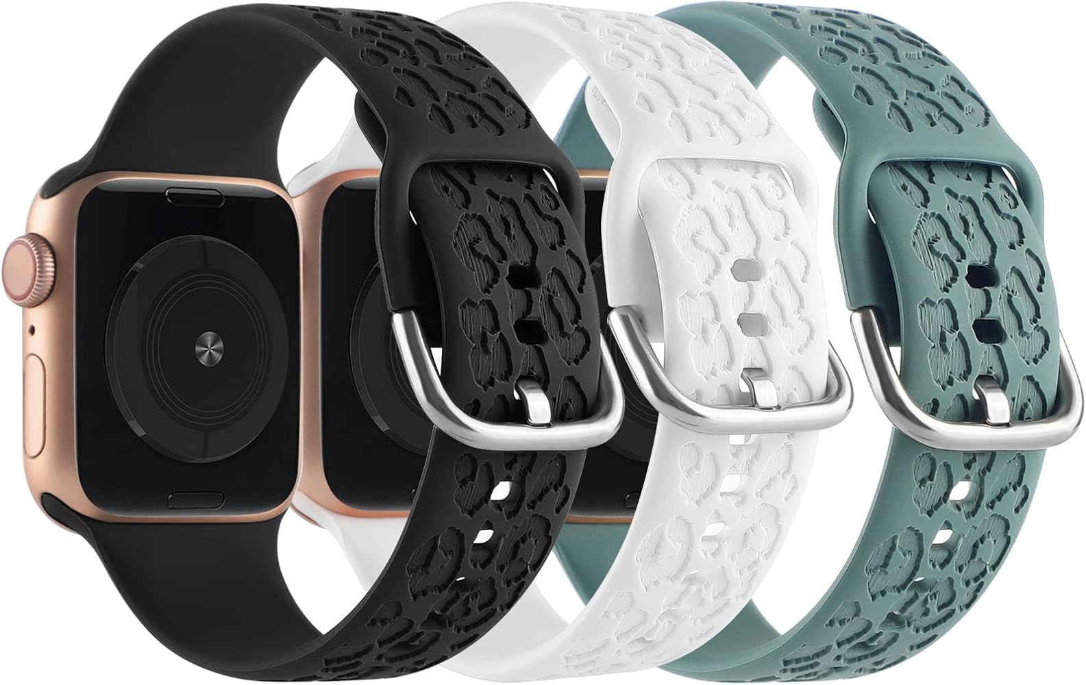 3 Pack Cheetah Engraved Strap Compatible with Apple Watch Bands 38mm 40mm 41mm,Fancy Leopard Laser P | Amazon (US)