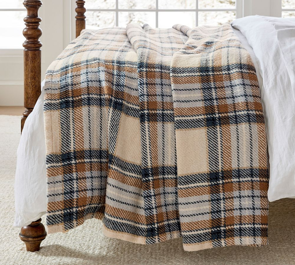 Plaid Woven Blanket, Full/Queen, Blue Multi | Pottery Barn (US)
