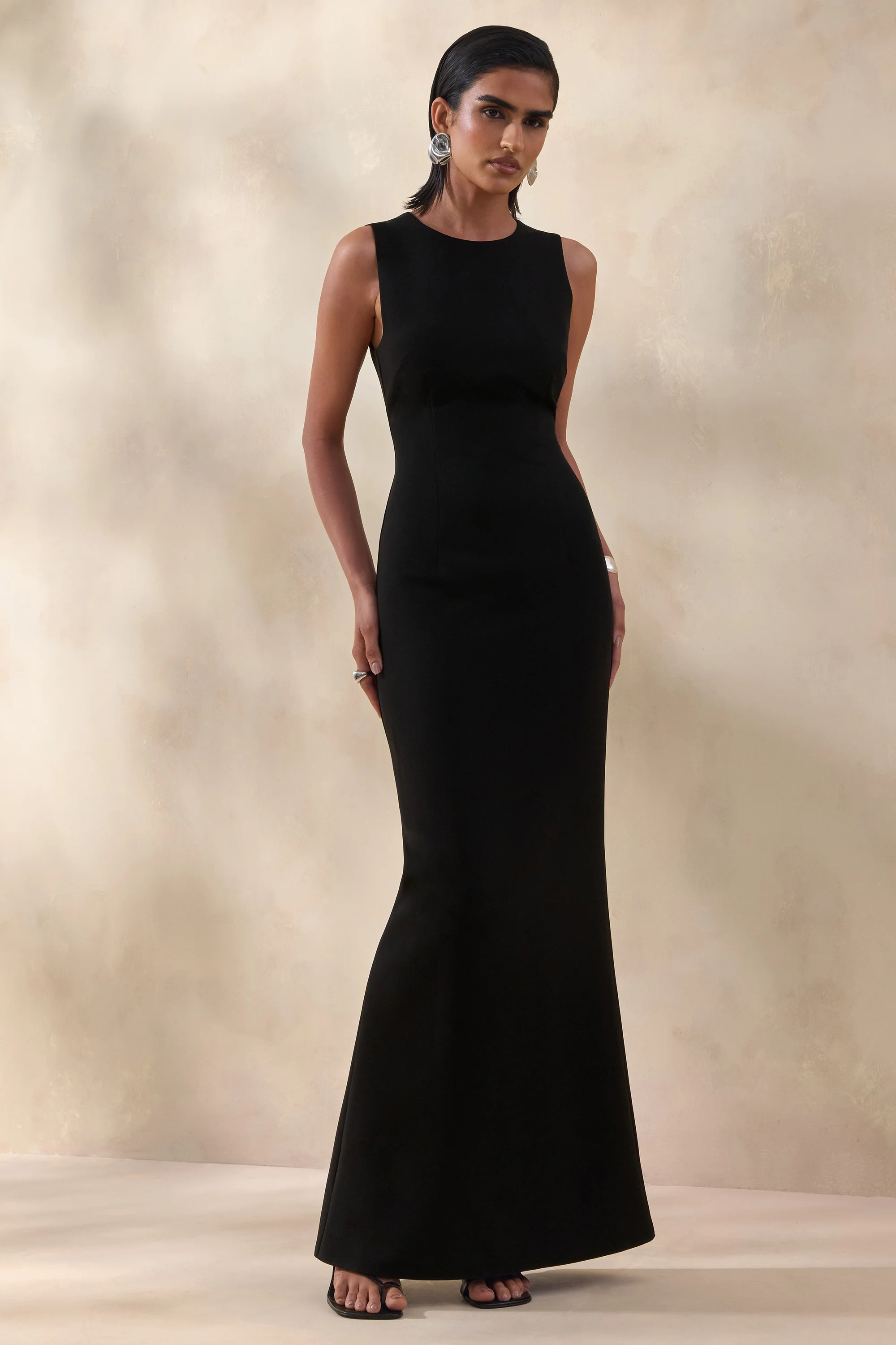 Astrelle | Black High-Neck Maxi Dress | Club L London