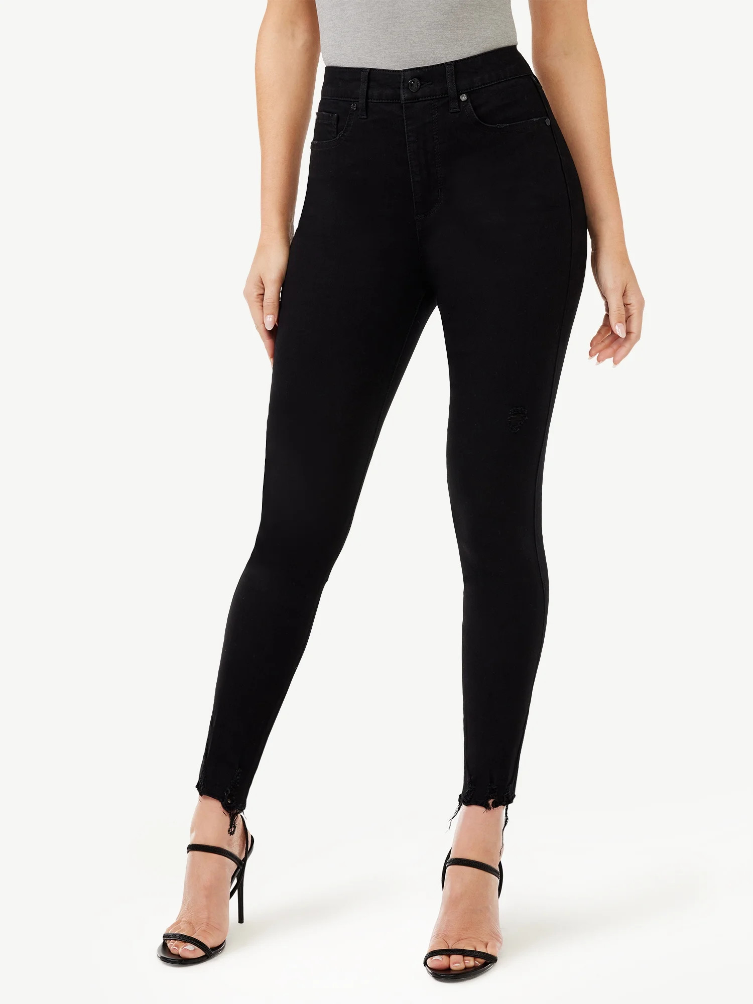 Sofia Jeans by Sofia Vergara Women's Rosa Super High Rise Jeans with Destroyed Hem - Walmart.com | Walmart (US)
