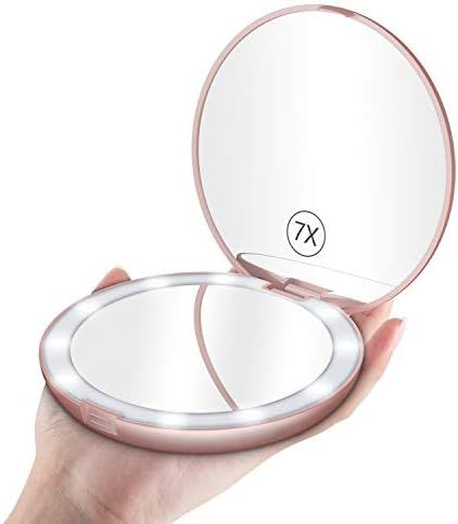 Benbilry LED Lighted Travel Makeup Mirror, 1x/7x Magnification, 5 Inch Dual Sided Vanity Mirror w... | Amazon (US)