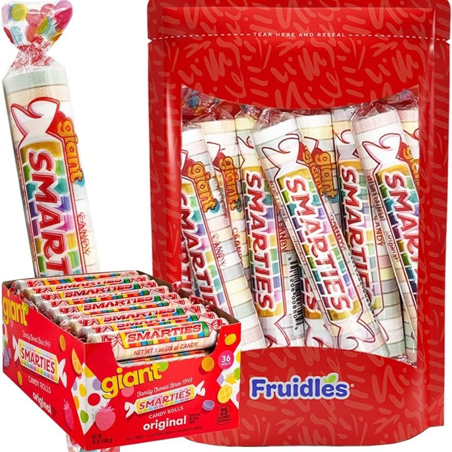 Giant Smarties Hard Candy Roll, Assorted Flavors, Individually Wrapped (18-Pack) | Amazon (US)