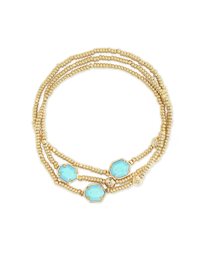 Tomon Gold Stretch Bracelet in Light Blue Magnesite | Kendra Scott