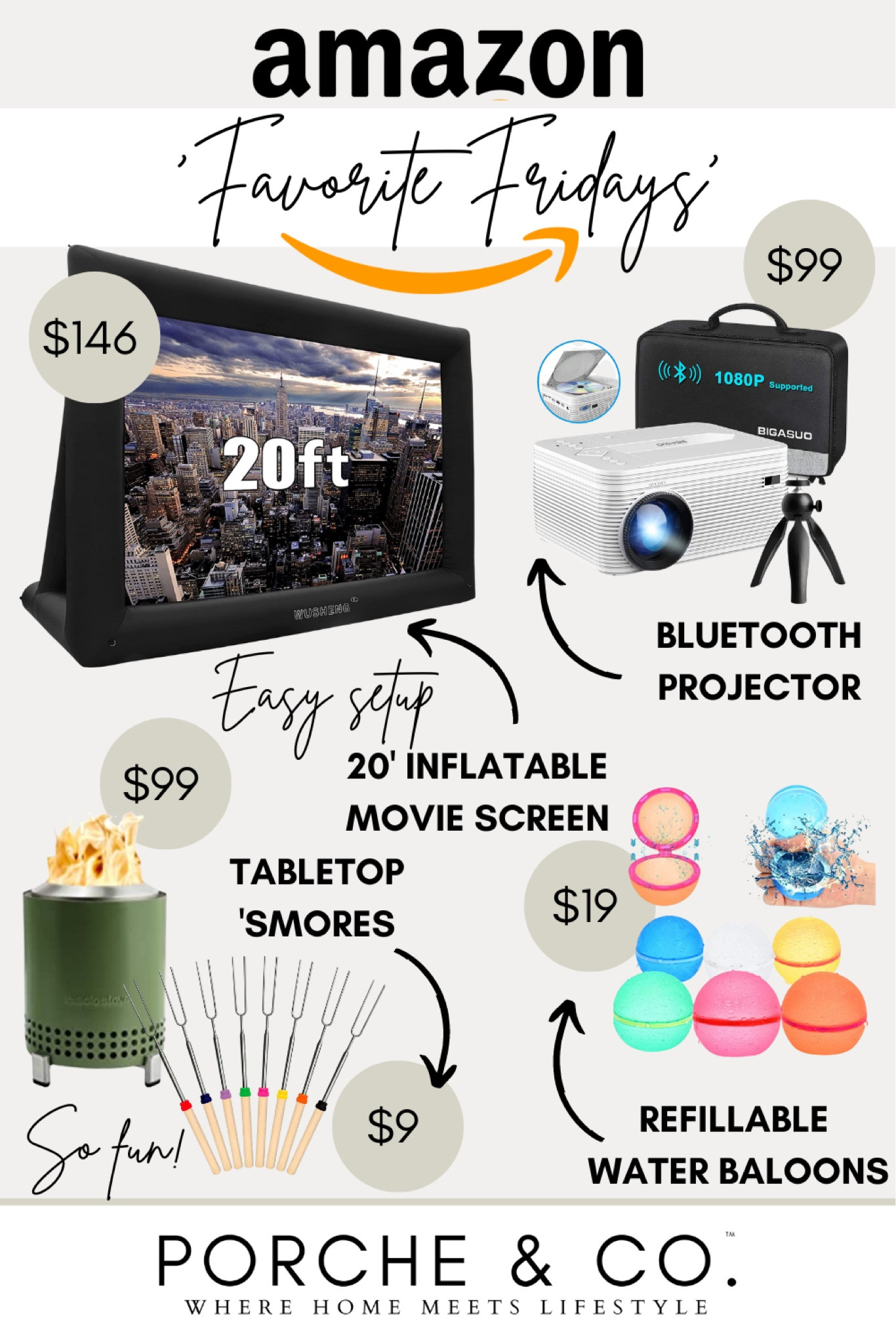 Amazon Favorite Friday outdoor entertaining favorites- inflatable outdoor movie screen, Bluetooth projector, solo small firepit, metal dishwasher safe s’mores sticks and reusable water balloons ☀️💦🫧 #summer #fun #entertaining #amazonfinds

#LTKhome #LTKSeasonal #LTKsalealert