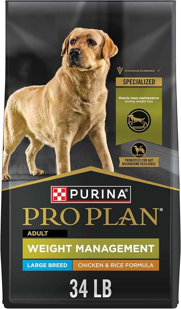 Purina Pro Plan Large Breed Weight Management Dry Dog Food, Chicken and Rice Formula - 34 lb. Bag | Amazon (US)