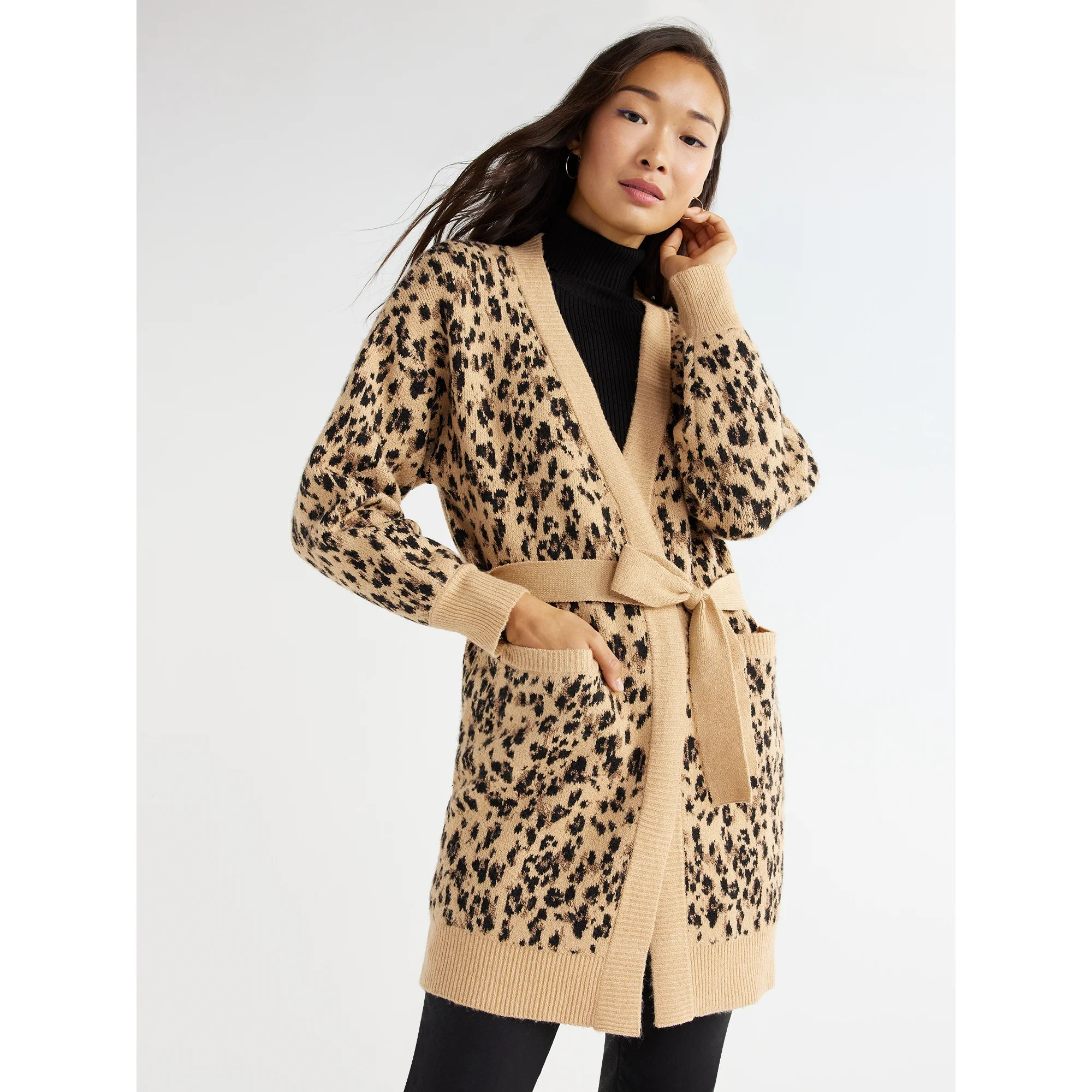 Time and Tru Women's Knit Coatigan with Belt, Sizes XS-XXXL | Walmart (US)