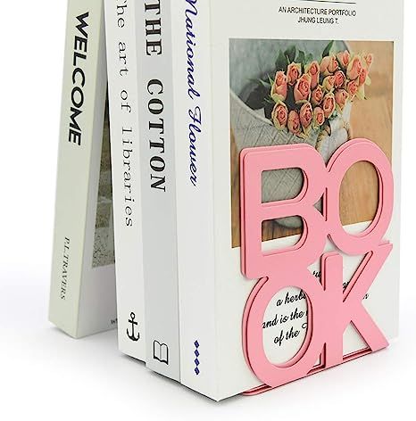 Book Ends - Decorative Metal Book Ends Supports for Bookrack Desk,Books, Unique Appearance Design... | Amazon (US)