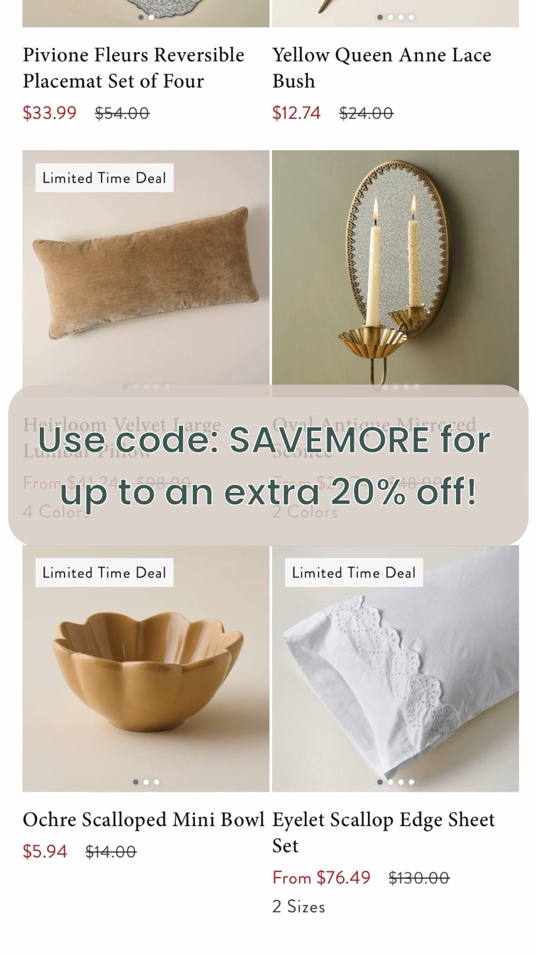 SAVEMORE gets you an extra % off of already reduced sale prices! 👀

#LTKSpringSale #LTKSeasonal #LTKHome
