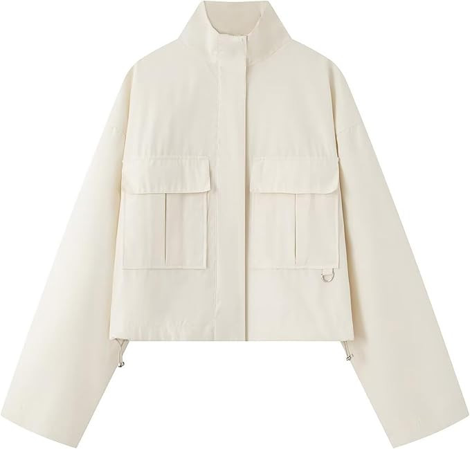 Womens Stand Collar Jacket Lightweight Casual Zip Up Coat | Amazon (US)