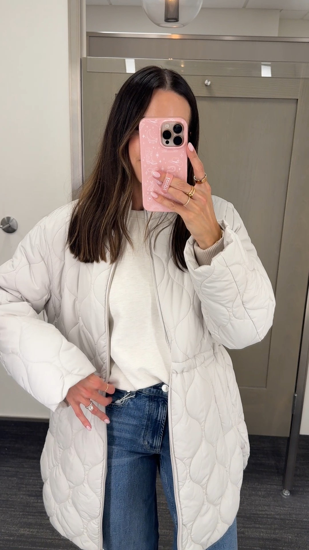 This quilted jacket was a little big (in a M and S would’ve fit better) but I really really liked it! Great option for a medium weight jacket and pairing with activewear / errand outfits 

#LTKSeasonal #LTKSaleAlert #LTKActive