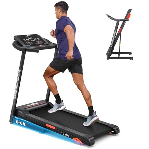 THERUN Running Treadmill with Incline, Foldable Treadmills, Manual Incline Adjustment, 3.0HP Treadmill for Indoor Fitness Workouts, Red | Amazon (US)
