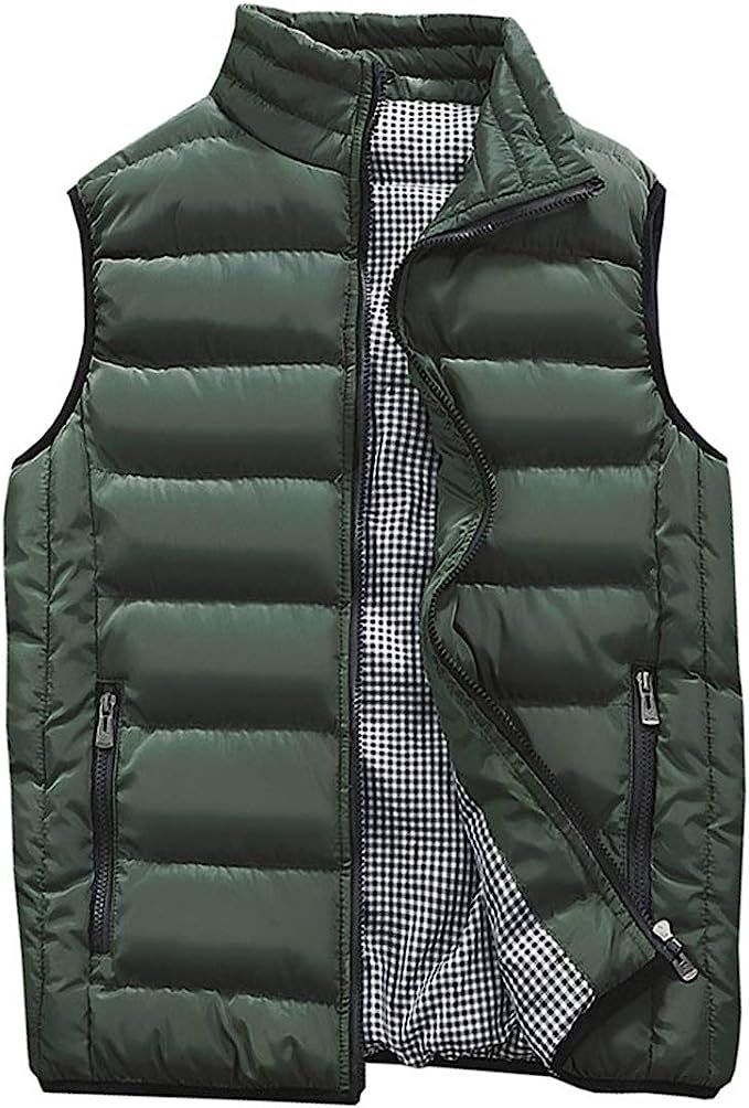 Feiairuike Men's Outdoor Casual Stand Collar Outwear Padded Vest Coats | Amazon (US)