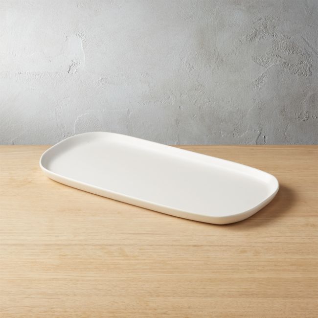 Crisp Matte White Rectangular Serving Platter | CB2