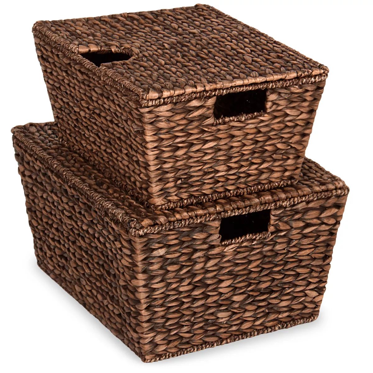 Best Choice Products Set of 2 XL Water Hyacinth Woven Tapered Storage Basket Chests w/ Attached L... | Target