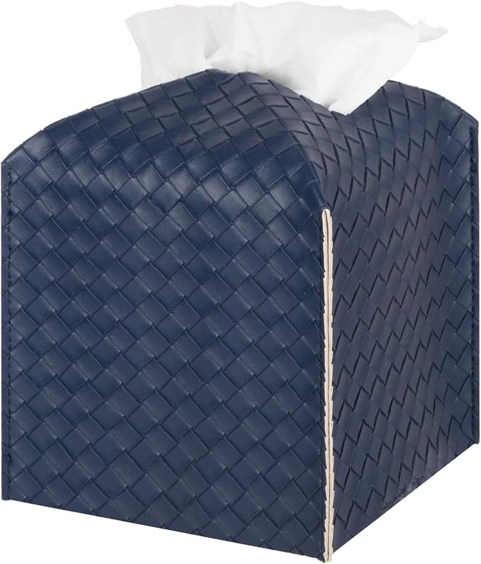 Tissue Box Cover PU Leather Tissue Holder Square Facial Tissue Case Facial Paper Organizer Dispen... | Amazon (US)