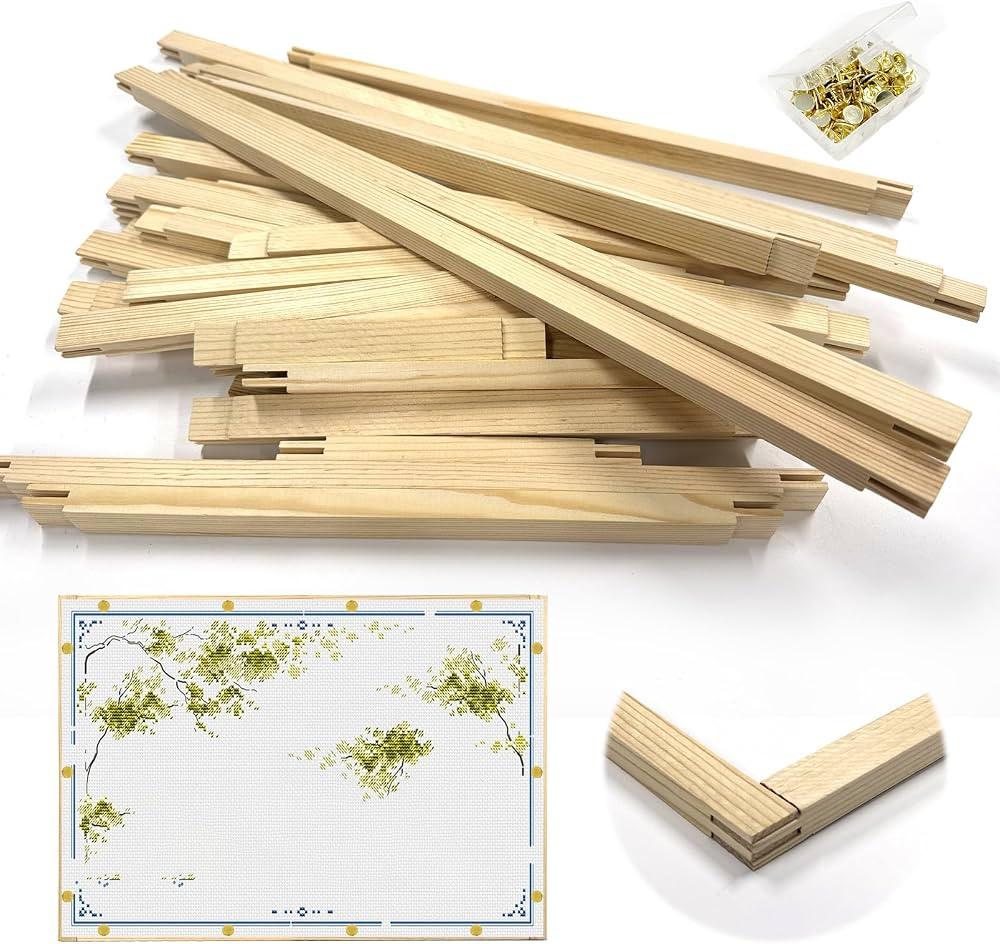 7 Lengths Wood Canvas Frames Kits, Total 28 Pcs Needlepoint Stretcher Bars for Needlework Embroid... | Amazon (US)