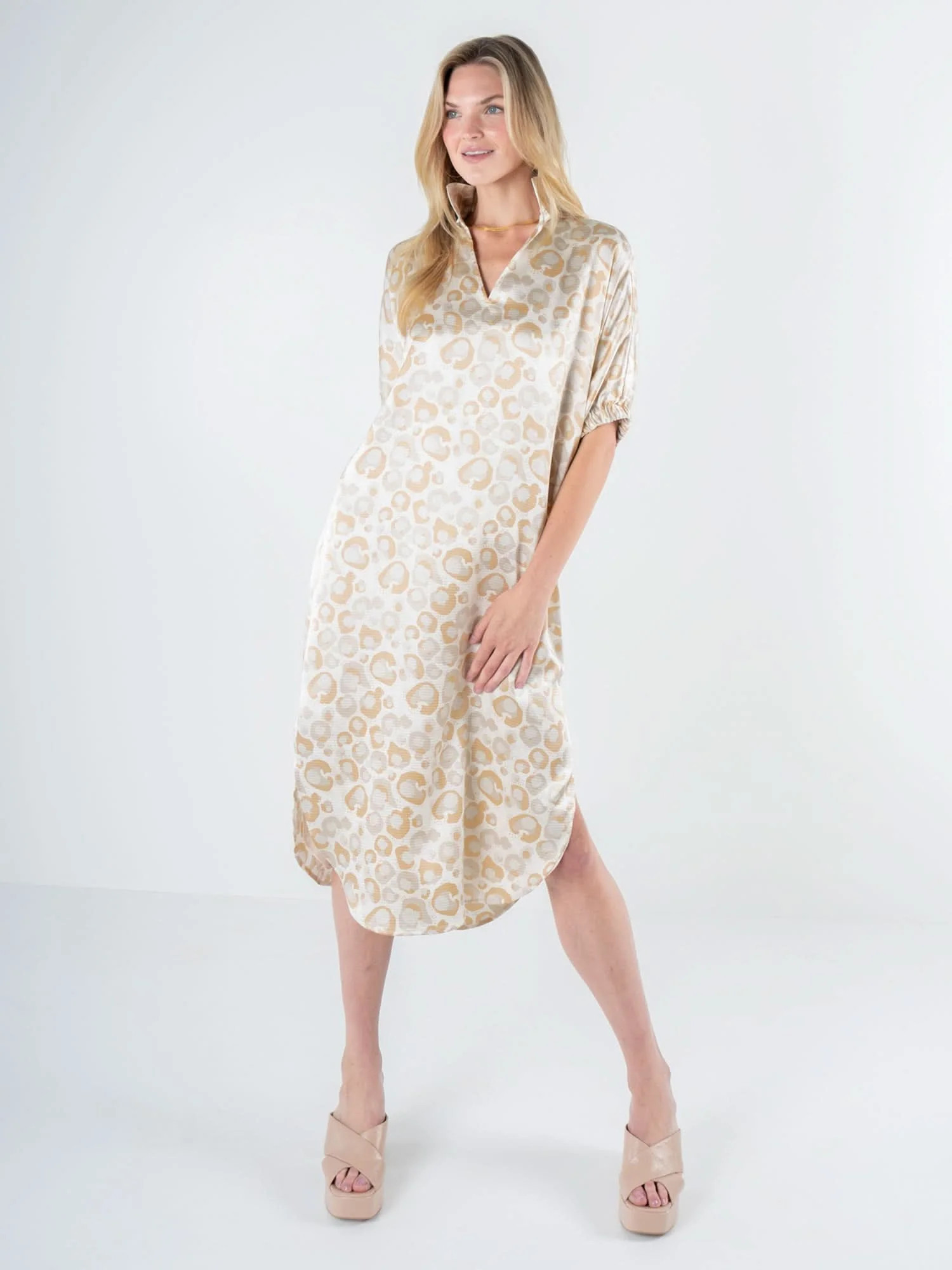 Poppy Caftan - Neutral Freckle Spot Cheetah | Emily McCarthy