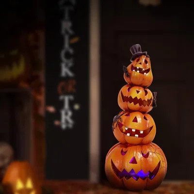 Alloween Pumpkin Decorations Indoor Halloween Decorations Clearance For Table/Halloween/Window/Present Box/Gift/Courtyard Corridor (Orange Stacked Pum | Wayfair North America