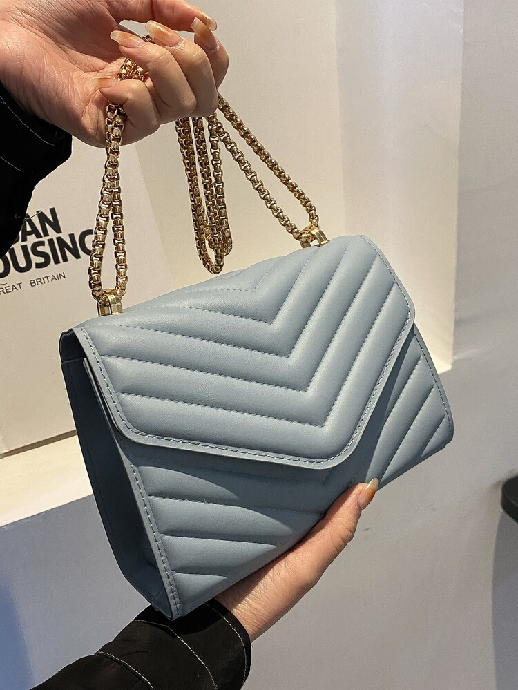 Quilted Pattern Chain Flap Square Bag | SHEIN