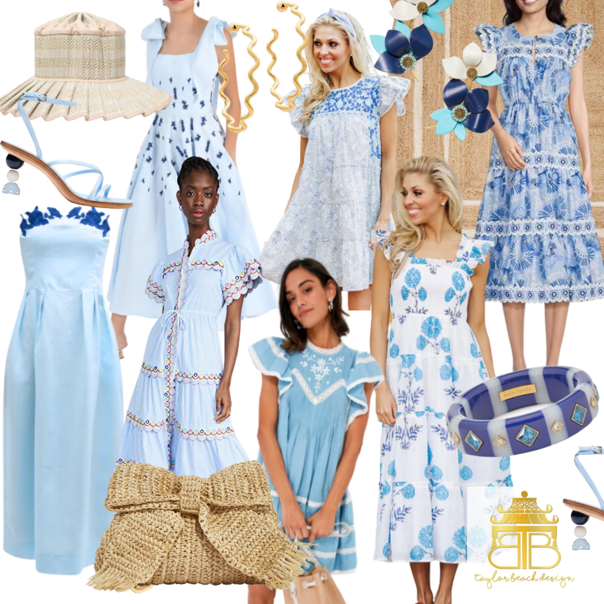 Summertime Blues | Fresh | Classic | Strapless | Dress | Bow | Sundress | Fashion | Wardrobe | Summer | Spring | Ruffle | Sleeve | Maxi Dress | Mini Dress | Statement Jewelry | Earrings | Bangle | Wavy | Scallop | Wave | Embroidered | Embroidery | Bow Bag | Bow Purse | Raffia | Rug | Sisal | Pleated Hat | 



#LTKstyletip #LTKshoecrush #LTKSeasonal