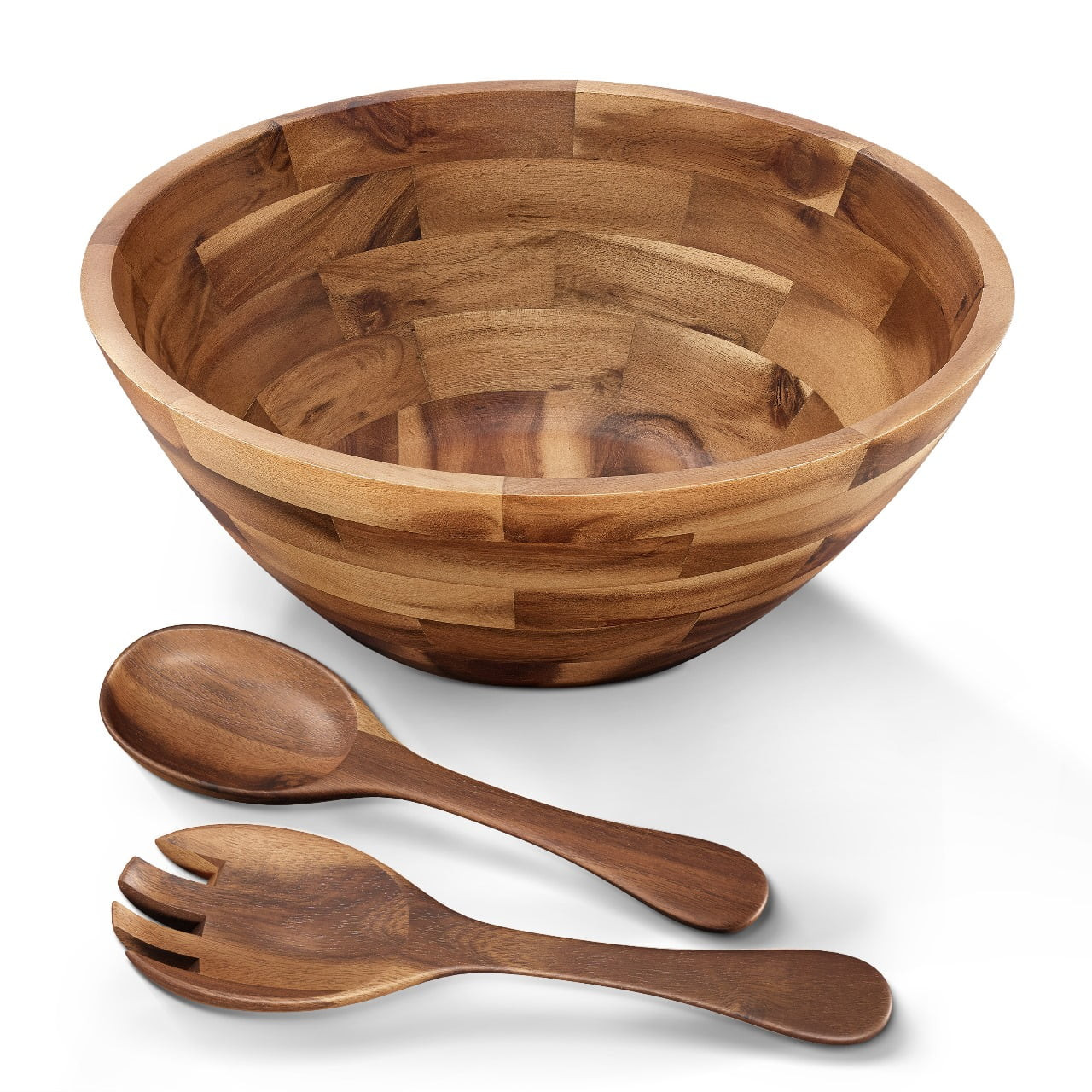 TIDITA Acacia Wood Salad Bowl Set with Spoon, Fork -  Large Salad Bowl with Serving Utensils - Bi... | Walmart (US)