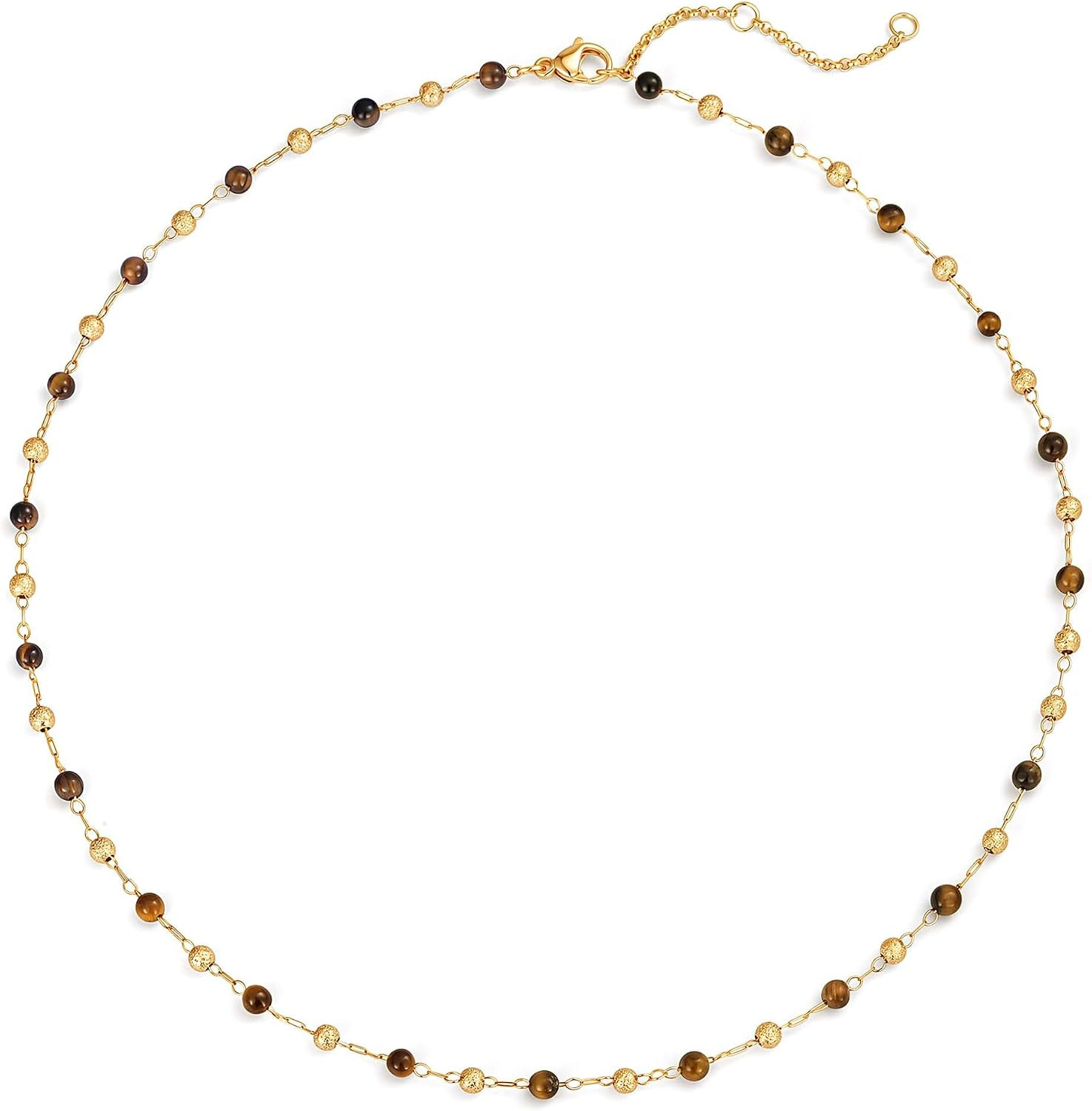 VACRONA Dainty Beads Choker Necklace for Women 14K Gold Plated Small Beads Link Simple Chain Summer Boho Jewelry for Women Trendy | Amazon (US)