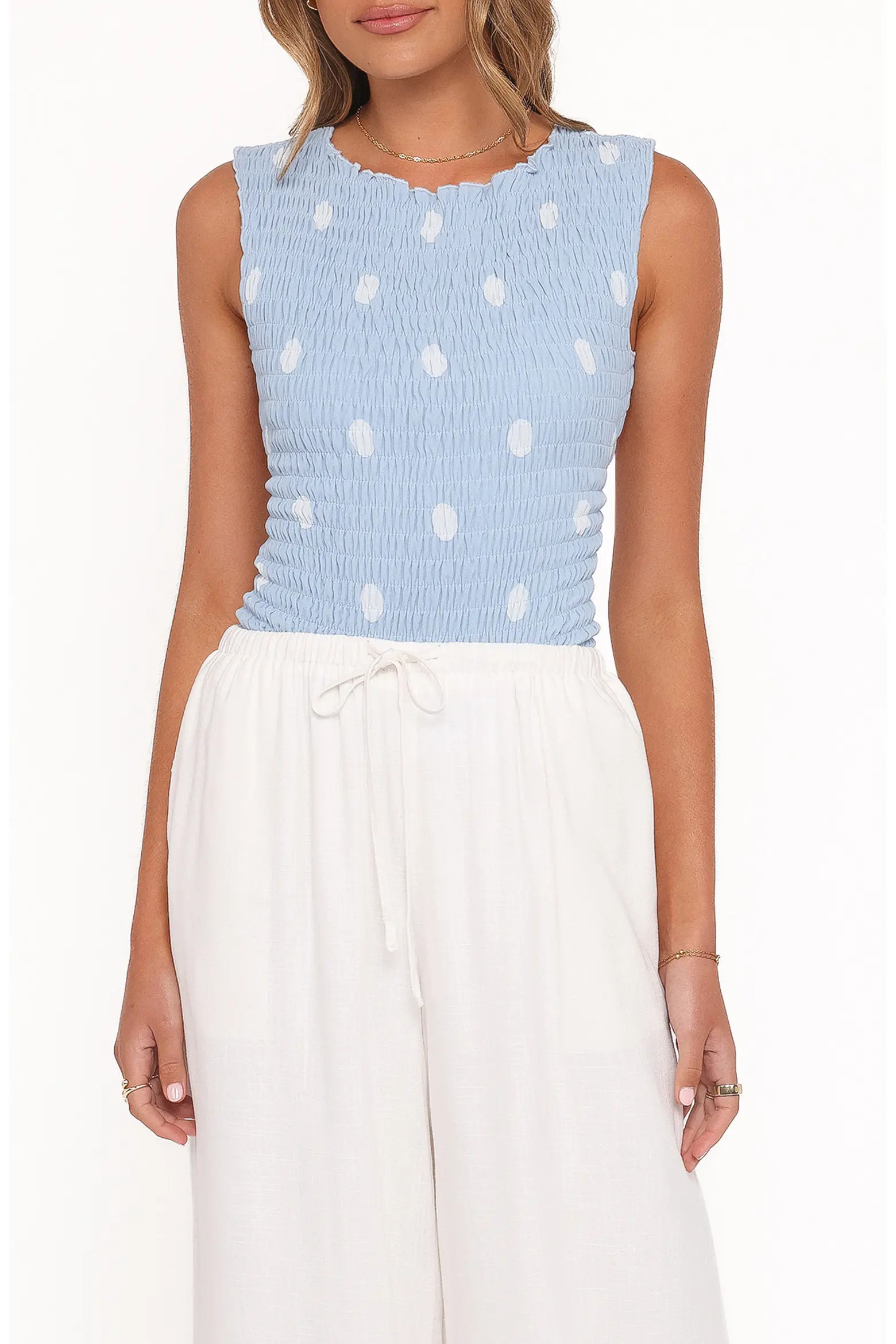 Zoya Polka Dot Shirred Open Back Top (Women) | Nordstrom | Nordstrom
