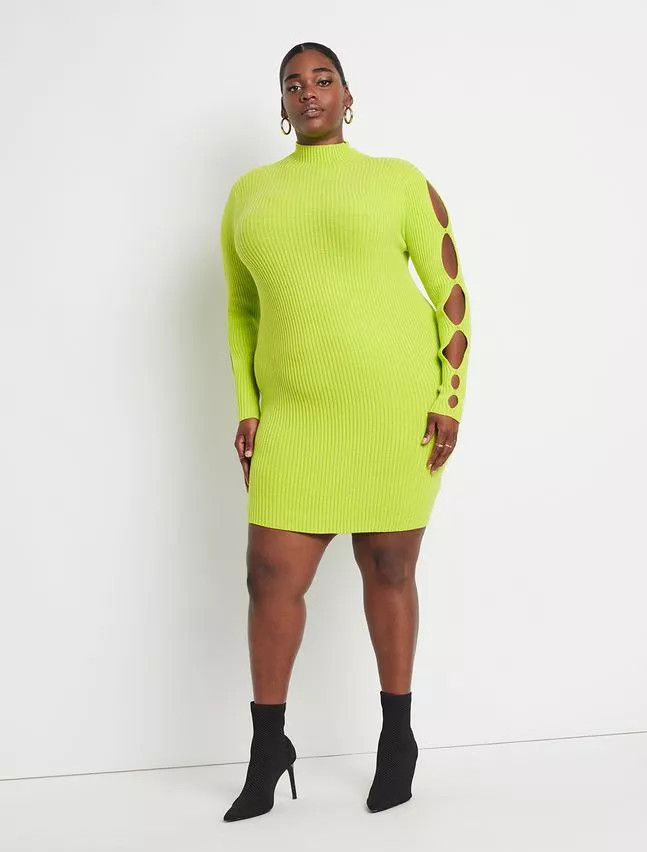 Sleeve Cutout Sweater Dress | Eloquii