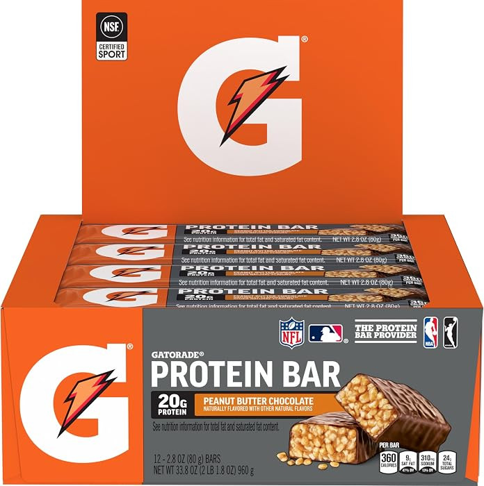 Gatorade Whey Protein Recover Bars, Peanut Butter Chocolate, 2.8 ounce bars (Pack of 12) | Amazon (US)