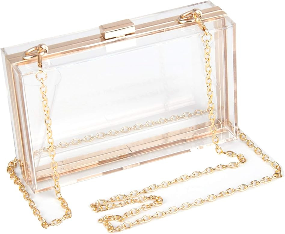pabala Women Acrylic Clear Clutch Transparent Crossbody Purse Evening Bag Sport Events Stadium Ap... | Amazon (CA)