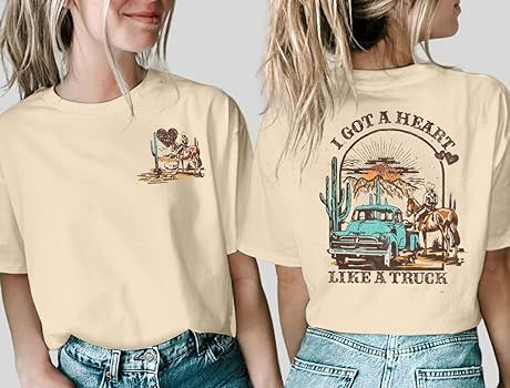 I Got A Heart like A Truck T Shirt Women Country Music Shirts Nashville Concert Outfit Western Su... | Amazon (US)